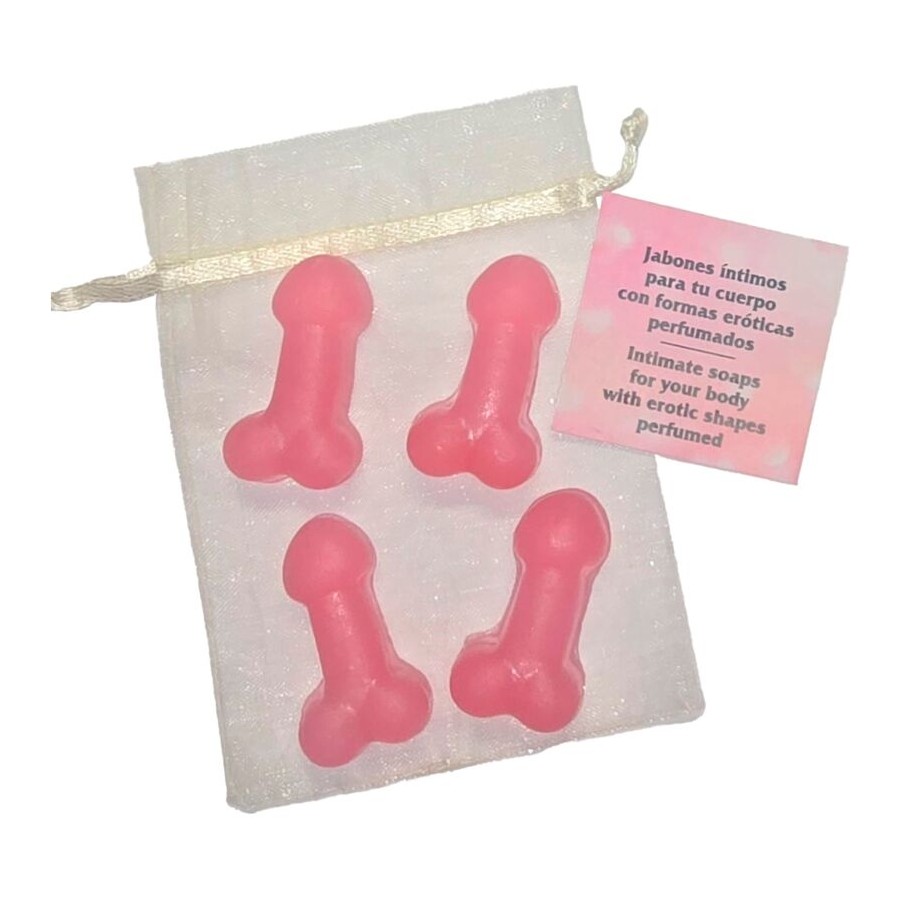 DIABLO PICANTE - 4 MINI SAPONI PROFUMATI A FORMA DI PENE ROSA